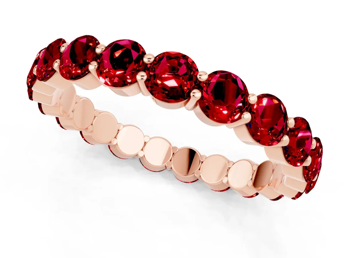 Round Ruby Eternity Band with U-Prong Setting Rose gold