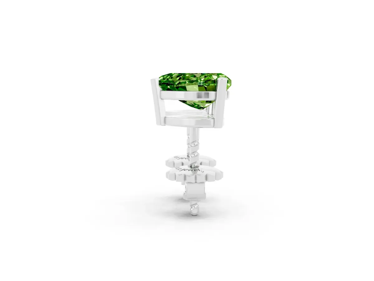 Heart Cut Peridot Stud Earrings White gold