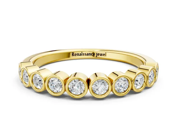 Bezel Set Round Diamond Eternity Band Yellow gold