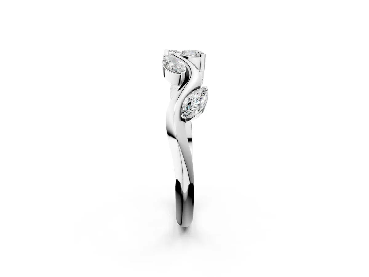 Marquise Diamond Twisted Band with Prong Setting Platinum