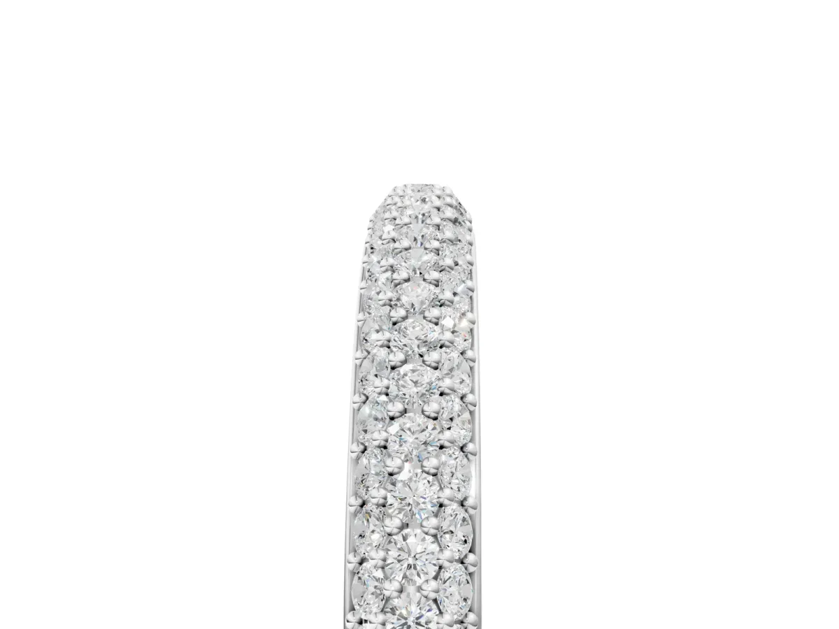 Three-Row Round Diamond Pavé Eternity Band Silver