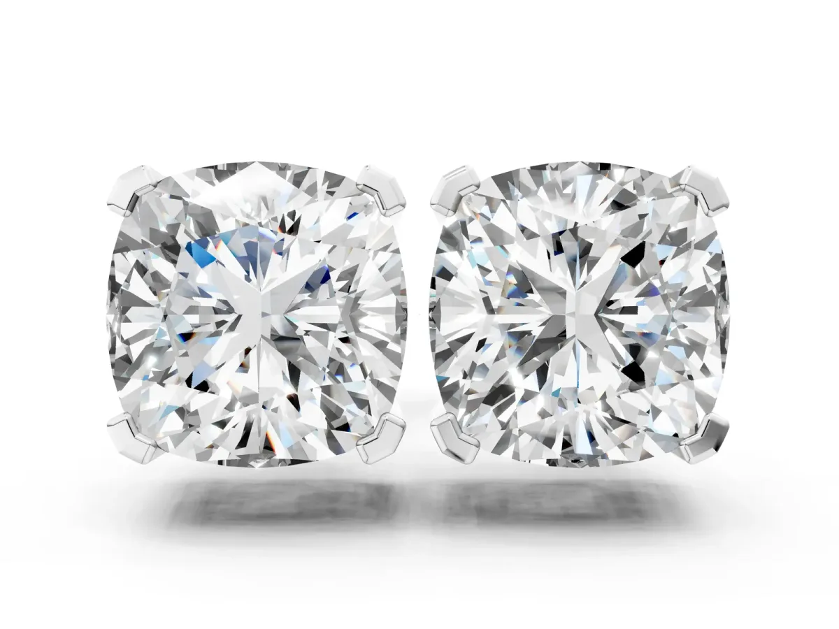 Cushion Cut Diamond Stud Earrings Platinum