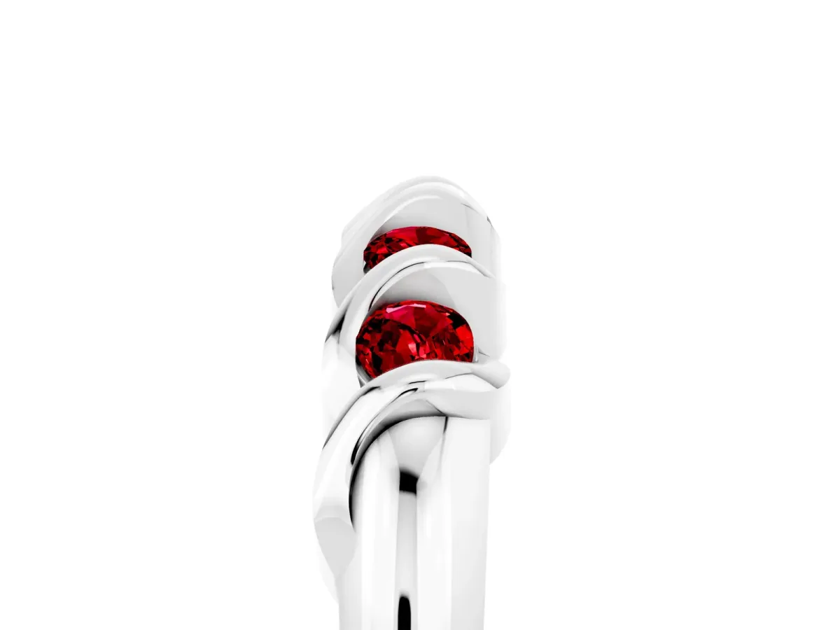 Round Ruby Eternity Band with Twist Prong Setting White gold