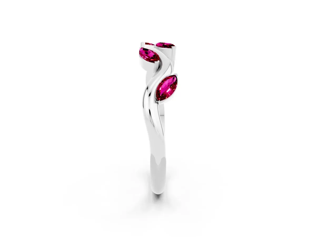 Marquise Garnet Twisted Band with Prong Setting Platinum