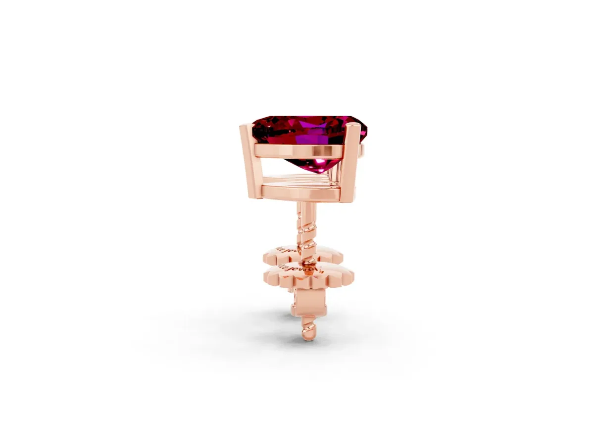 Heart Cut Garnet Stud Earrings Rose gold