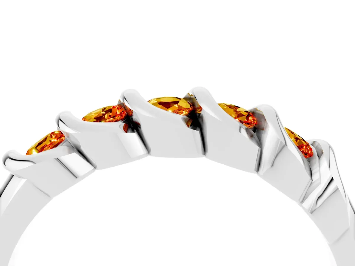 Round Citrine Eternity Band with Twist Prong Setting Platinum