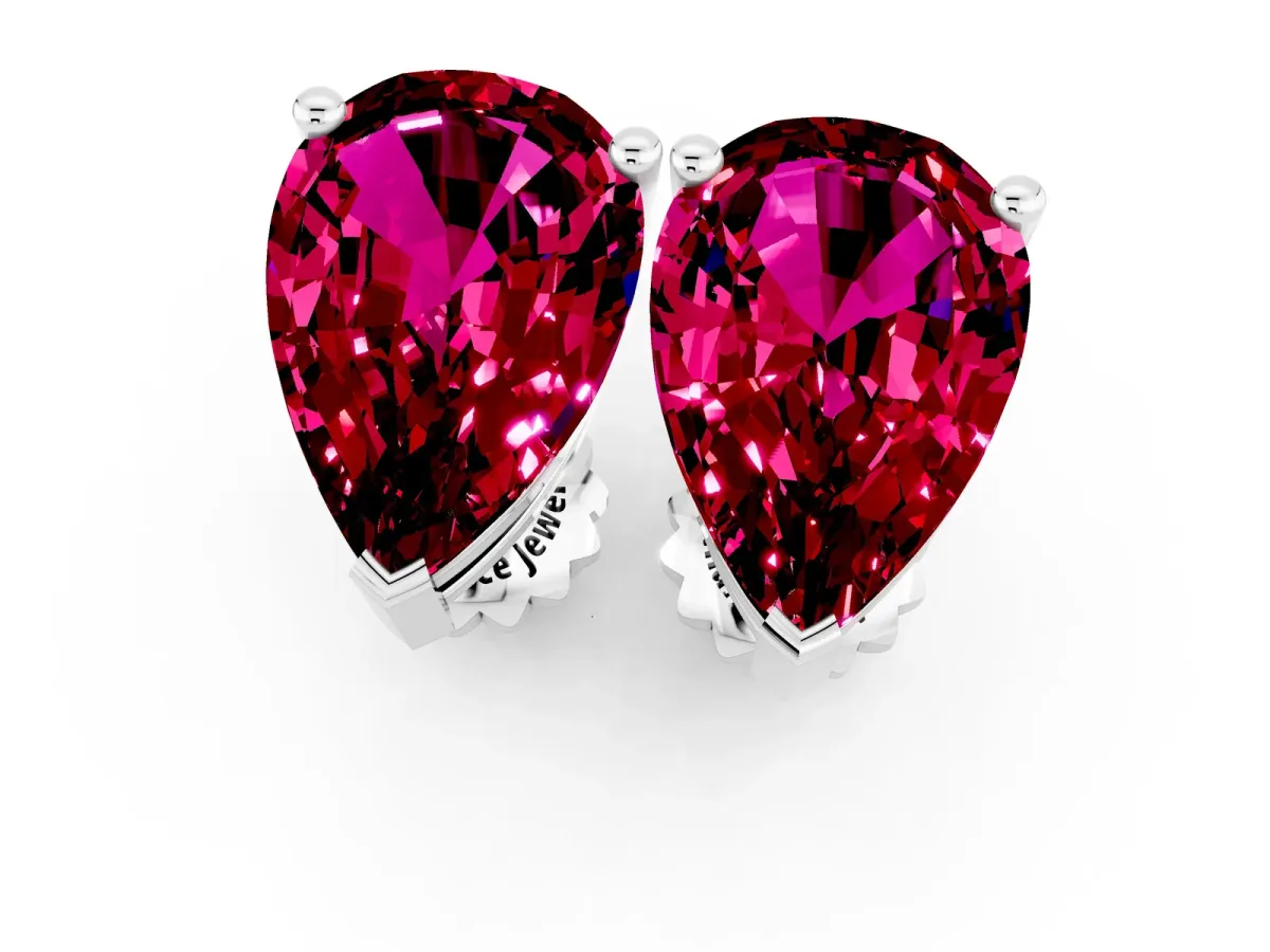 Pear Cut Garnet Stud Earrings Platinum