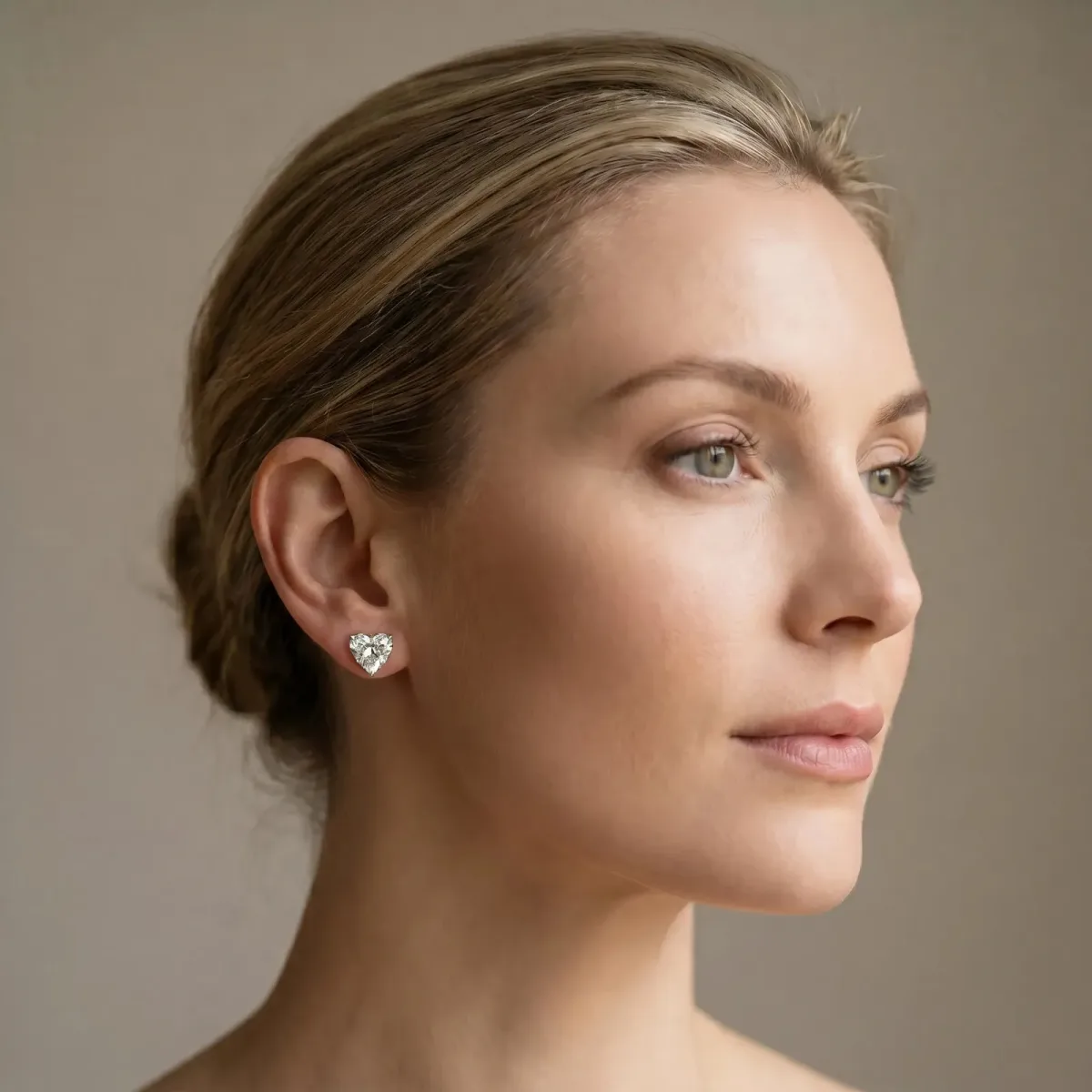 Heart Cut Diamond Stud Earrings White gold