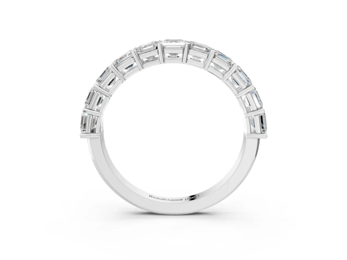 Asscher Cut Half Eternity Band with Shared Prong Setting Platinum