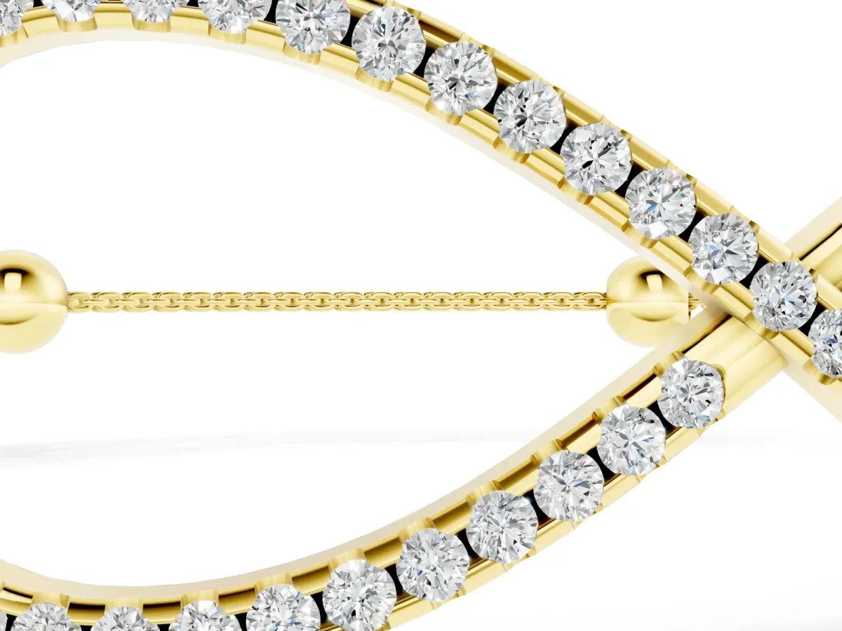 Pavé Round Diamond Infinity Chain Bracelet with Bezel Setting Yellow gold