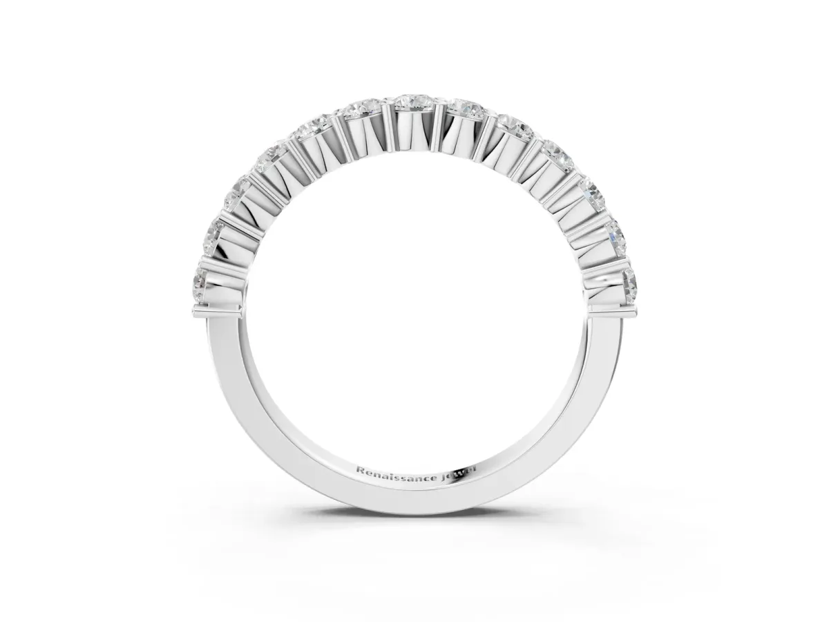 Alternating Round Diamond Promise Ring with Round Diamond Accents White gold