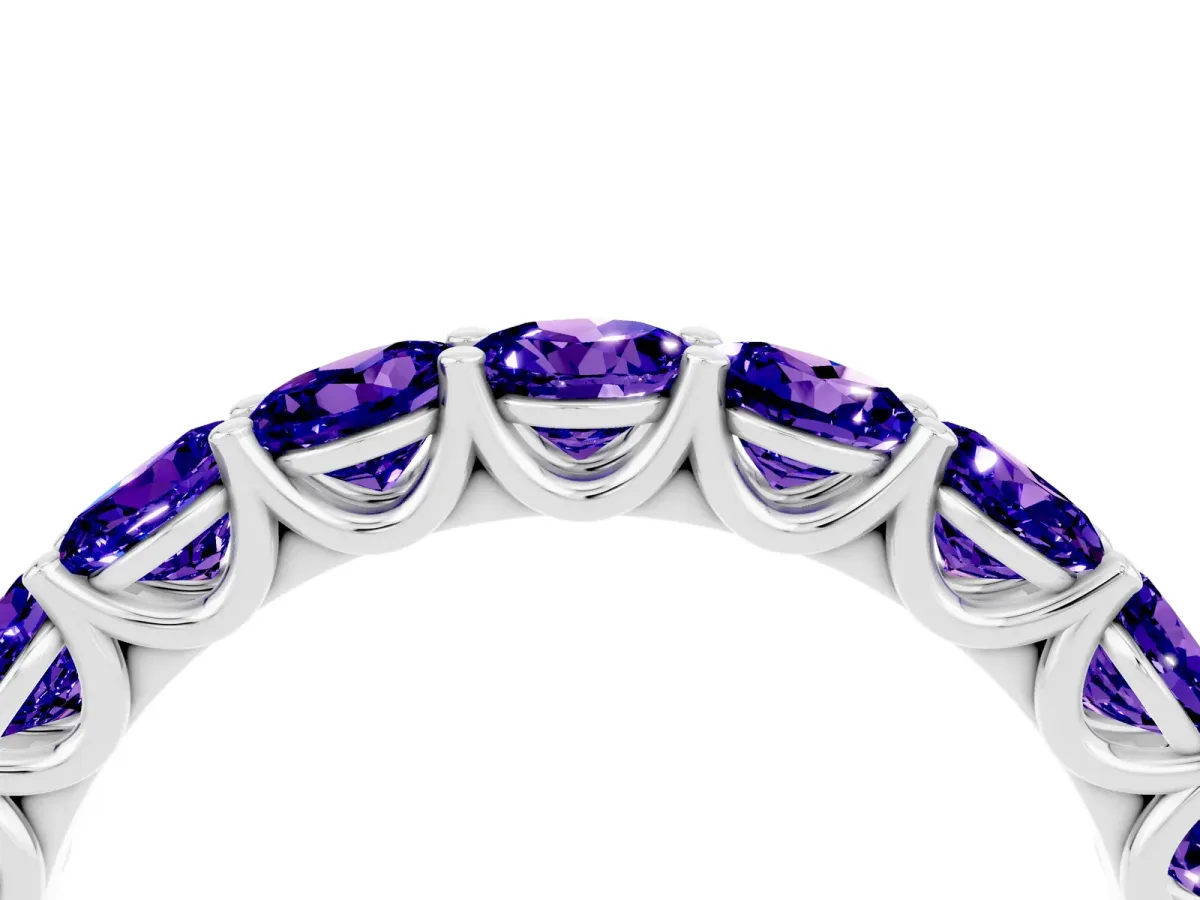 Round Tanzanite Shared Prong Eternity Band Platinum