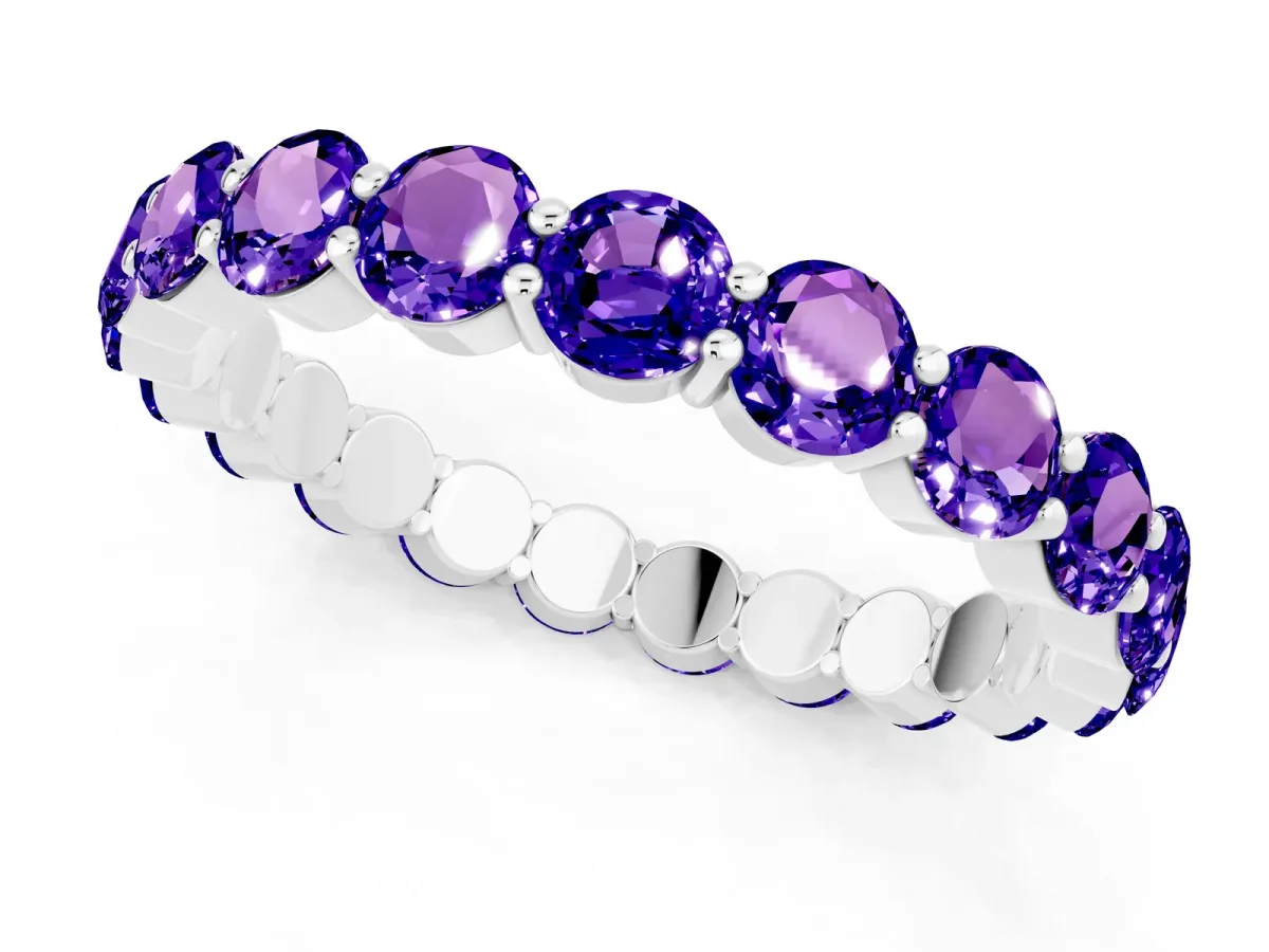 Round Tanzanite Eternity Band with U-Prong Setting Platinum