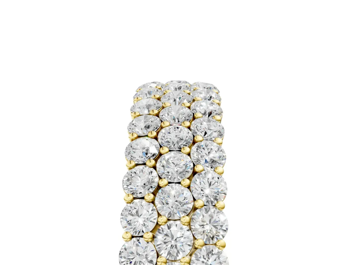 Round Diamond Checkerboard Pavé Promise Ring with Round Diamond Accents Yellow gold