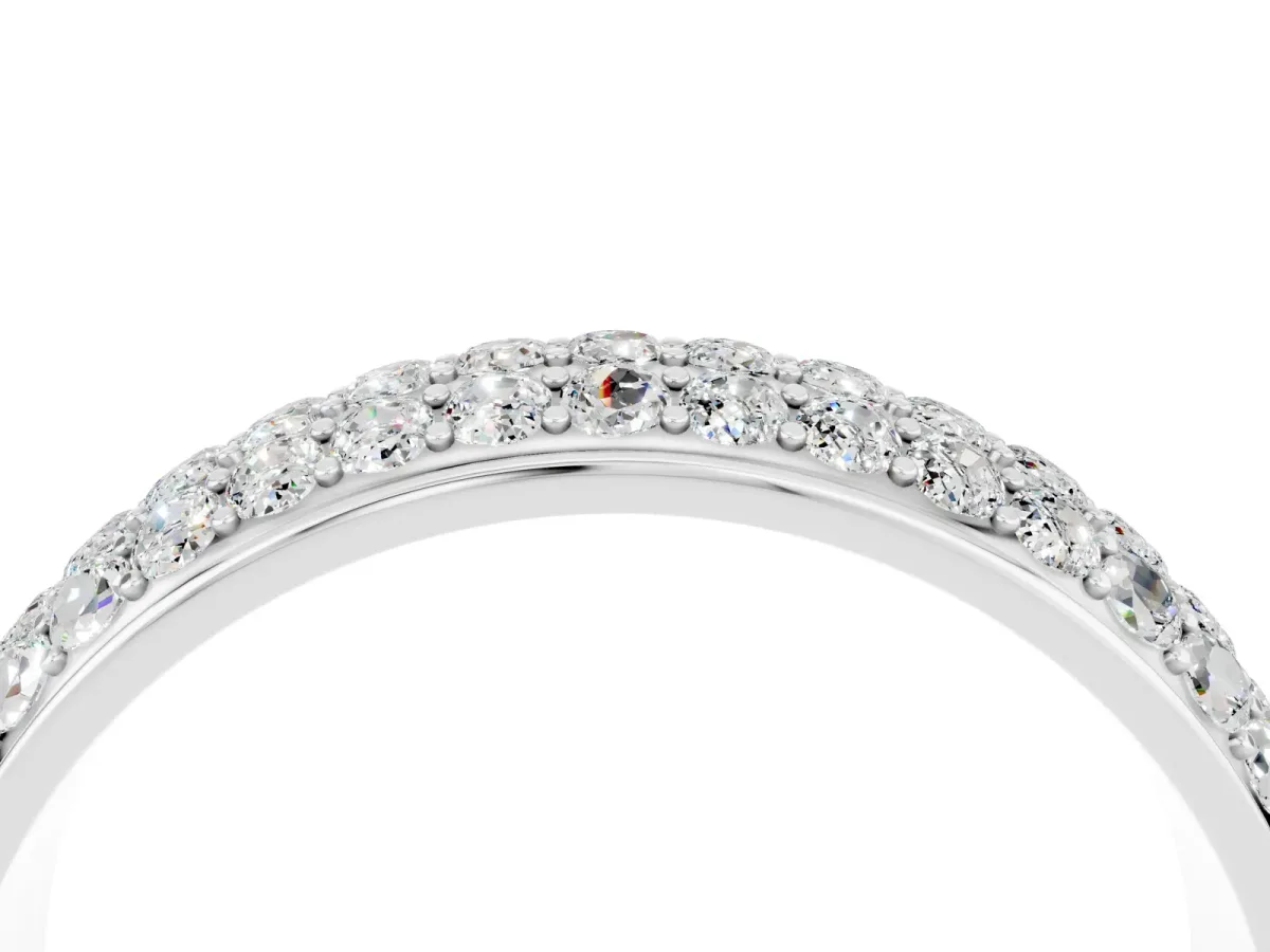 Three-Row Round Moissanite Eternity Band with Shared Prong Setting Platinum