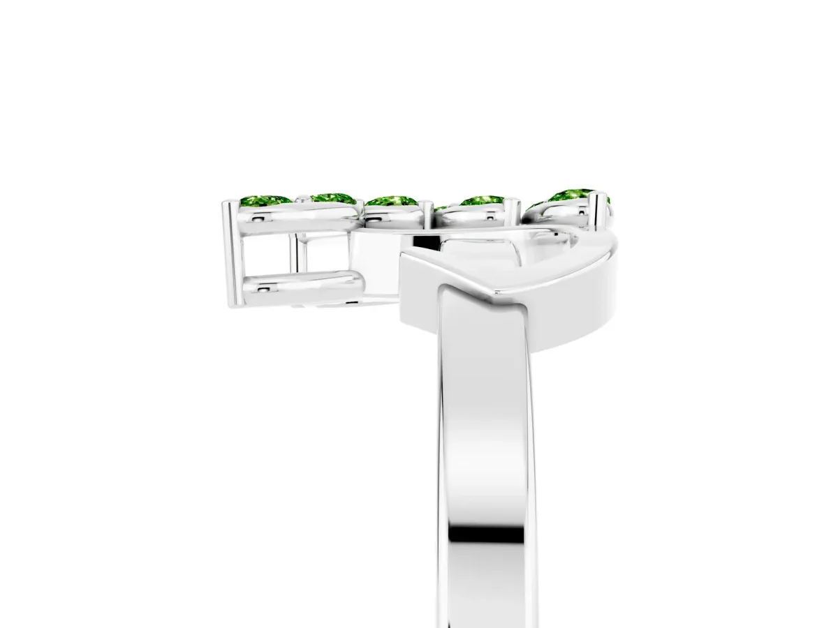 Marquise Peridot Cluster Bypass Ring with Prong Setting Silver