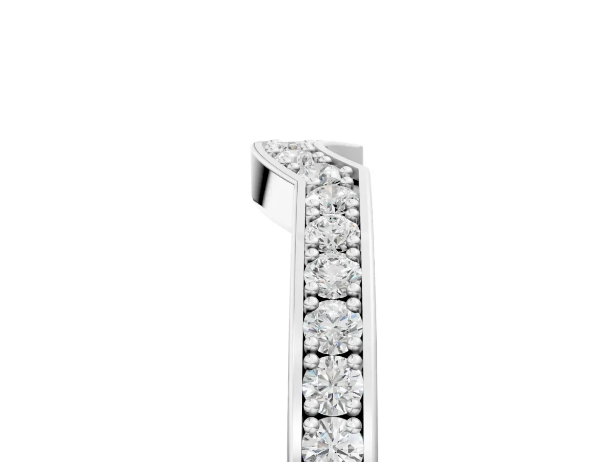 Pavé Round Diamond Contour Band with Channel Setting Silver
