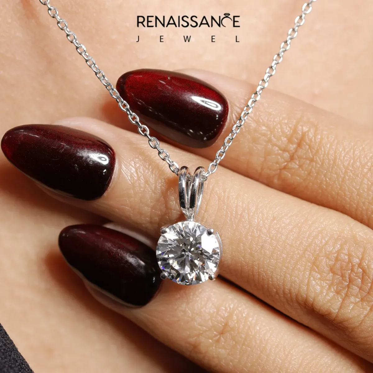 Round Solitaire Pendant with Four-Prong Setting Silver