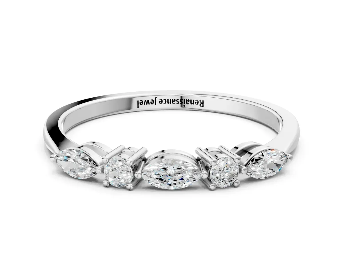 Prong Set Round Diamond Half-Eternity Band Silver
