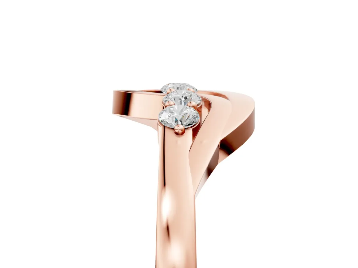 Five-Stone Round Diamond Crossover Band with Prong Setting Rose gold