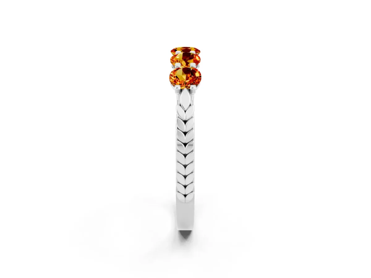 Five-Stone Round Citrine Prong-Set Band White gold