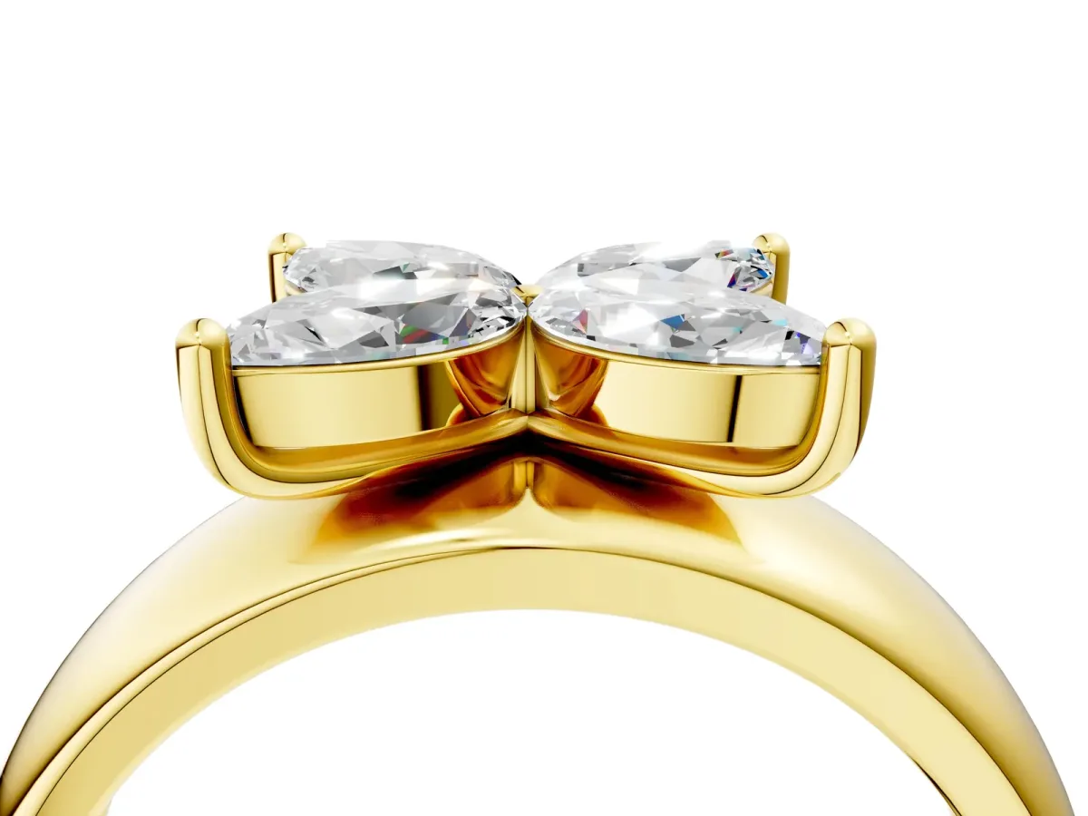 Marquise Diamond Floral Promise Ring Yellow gold