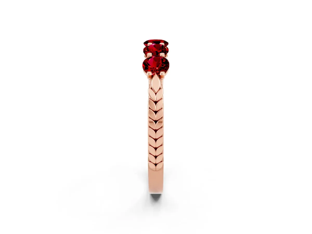 Five-Stone Round Ruby Prong-Set Band Rose gold