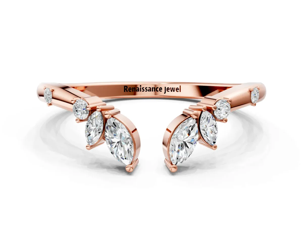 Open Marquise Cluster Diamond Band with Prong Setting Rose gold