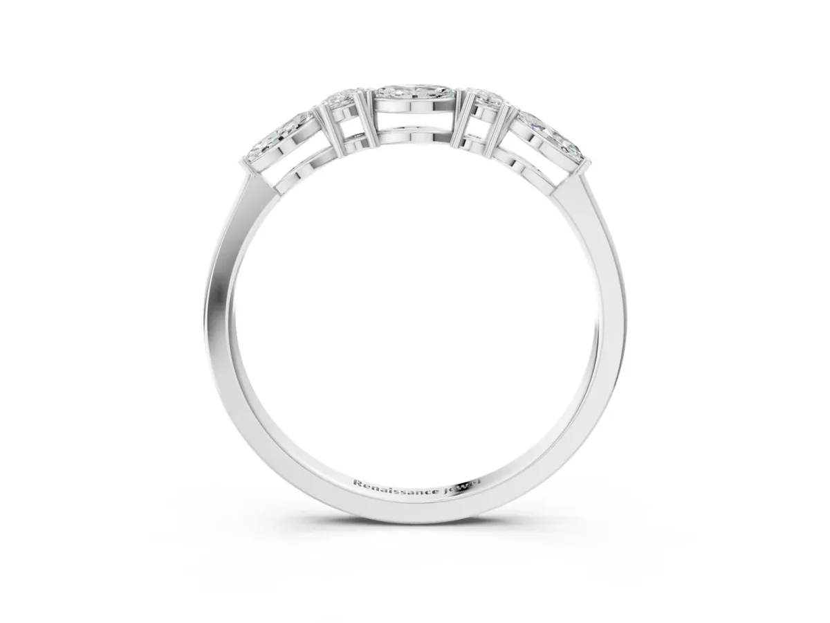 Prong Set Round Diamond Half-Eternity Band Silver