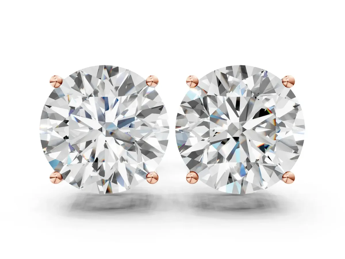 Round Cut Diamond Stud Earrings Rose gold