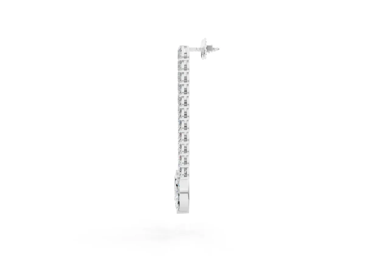 Marquise Diamond Double Row Dangle Earrings White gold