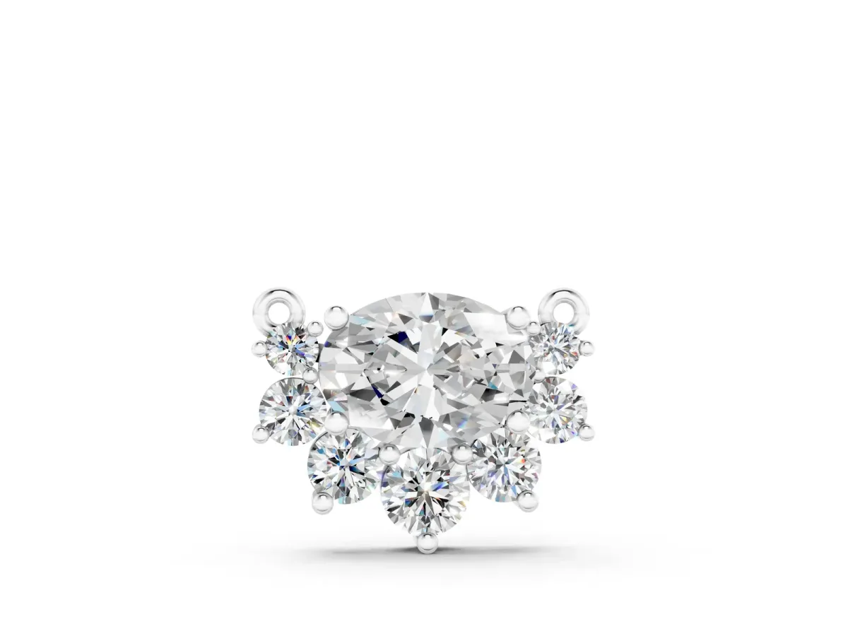 Oval Diamond Cluster Pendant with Prong Setting White gold