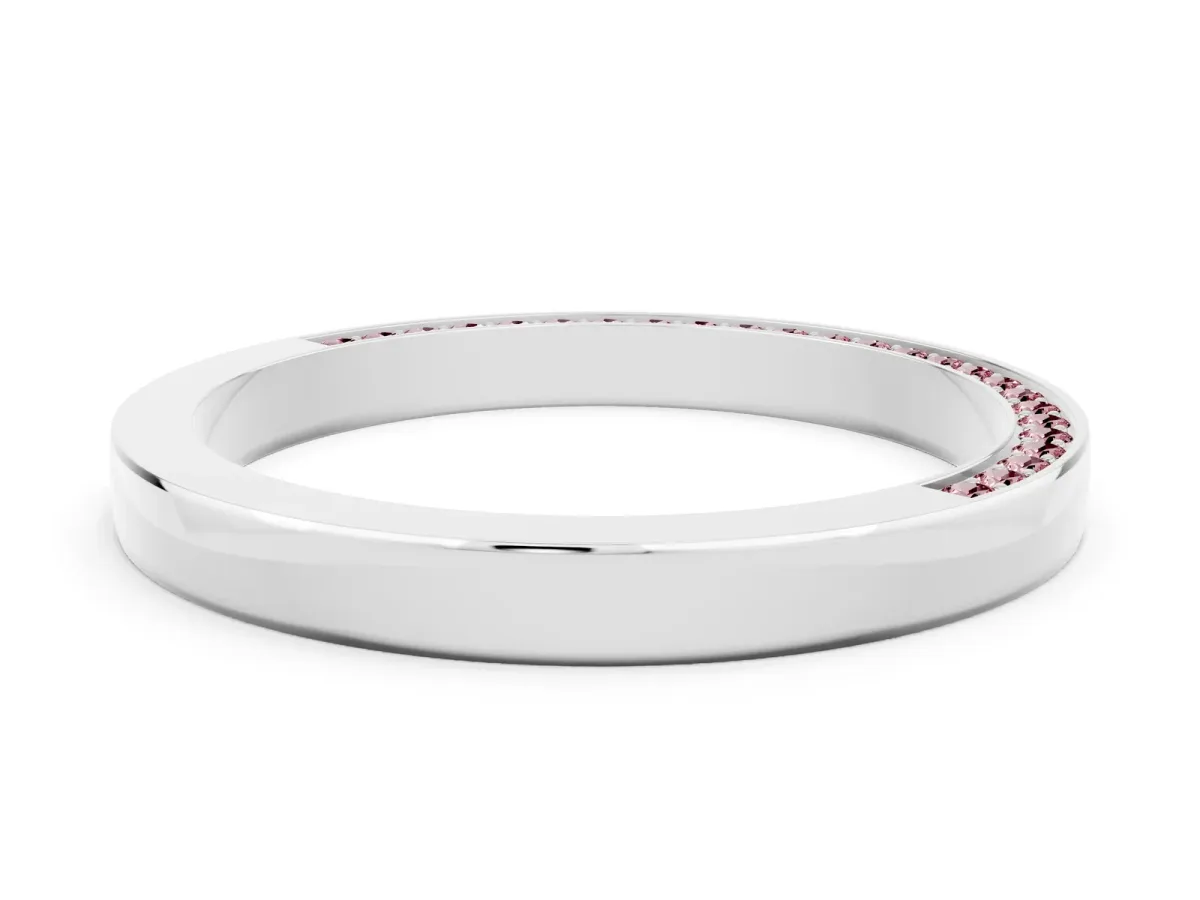 Pavé Round Morganite Channel Set Band Platinum