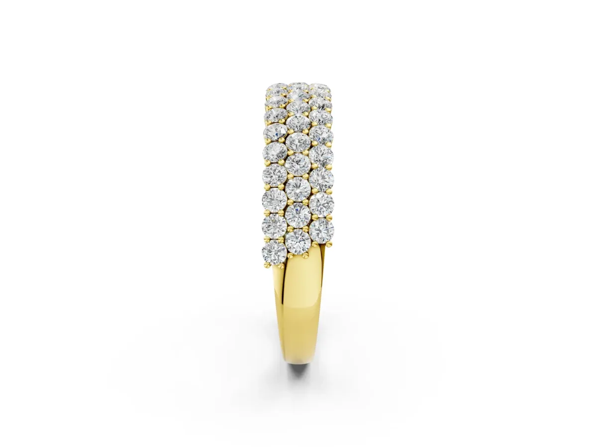 Round Diamond Checkerboard Pavé Promise Ring with Round Diamond Accents Yellow gold