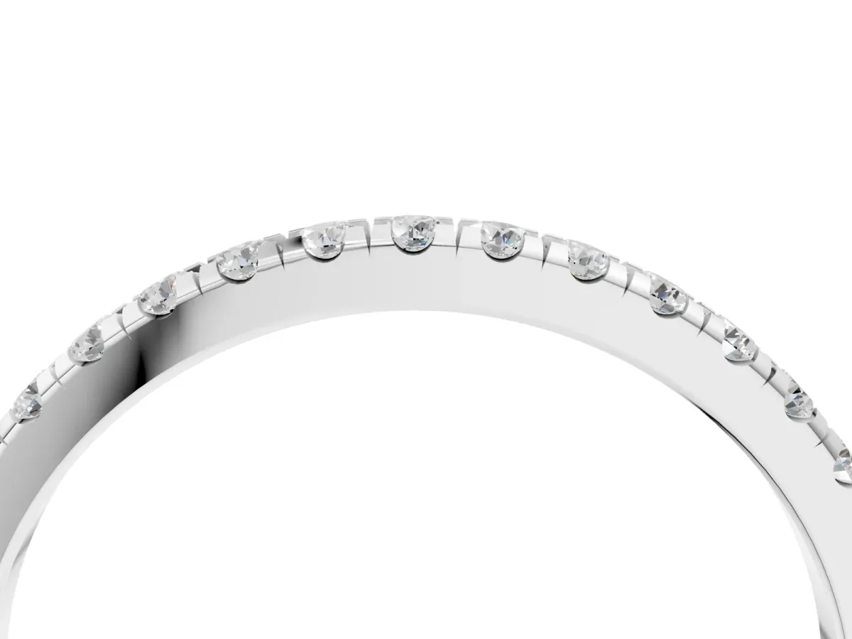 Pavé Round Diamond Half Eternity Band with Shared Prong Setting Platinum
