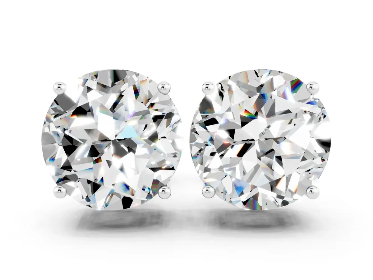 Round Cut Moissanite Stud Earrings Silver