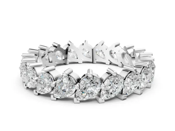 Pear Diamond Full Eternity Band with Shared Prong Setting Silver