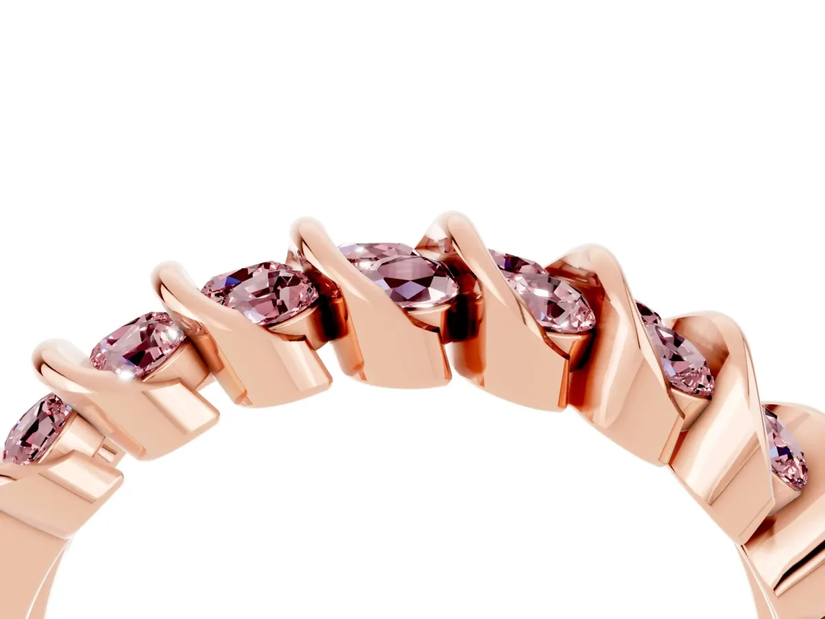 Channel Set Round Morganite Multi-Row Band Rose gold