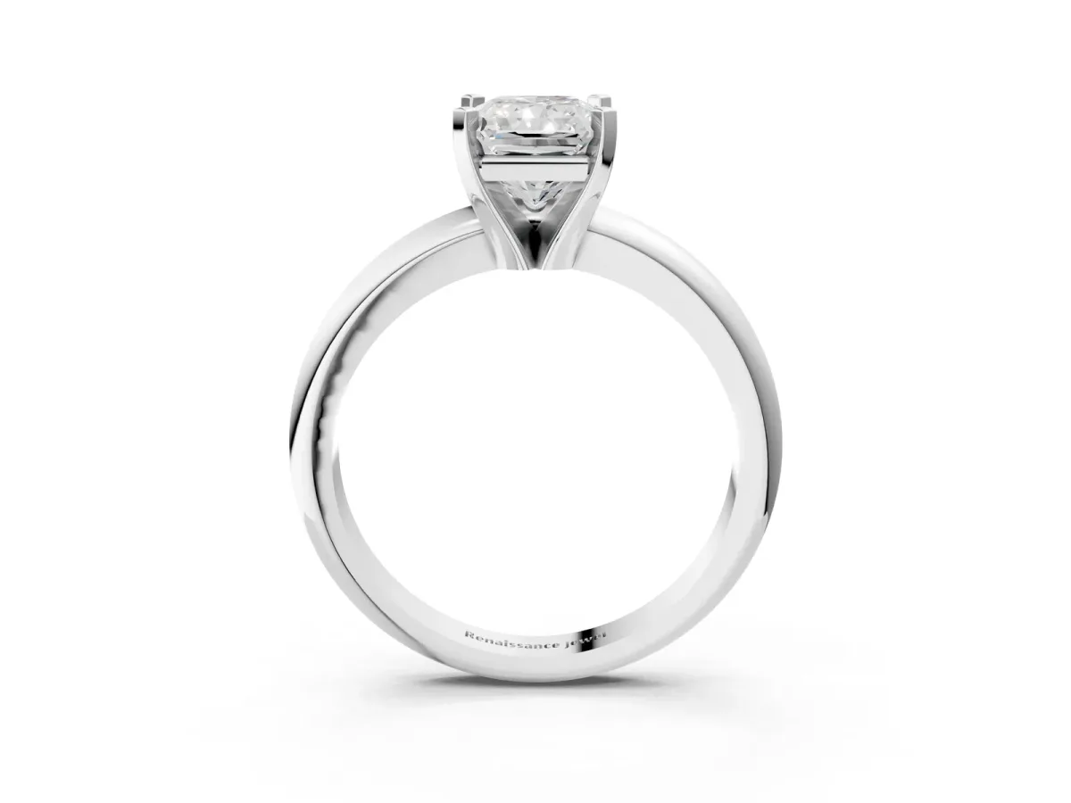 Radiant and Heart Toi Moi Ring with Prong Setting and Plain Band White gold
