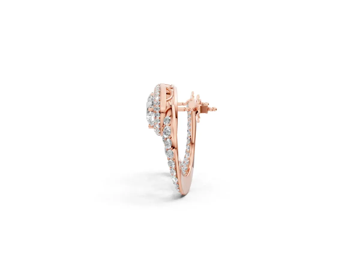 Pear Diamond Open Teardrop Stud Earrings Rose gold
