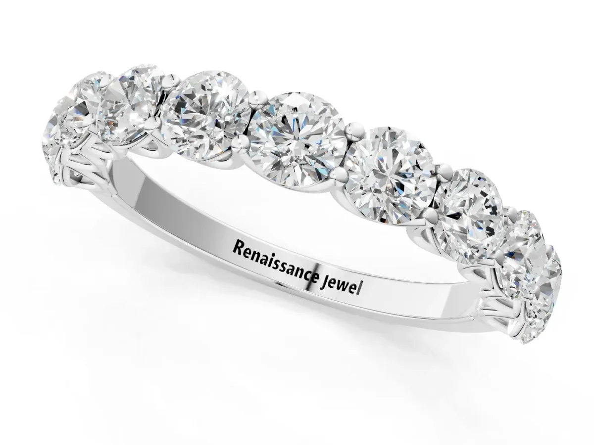 Round Diamond Shared Prong Eternity Band White gold