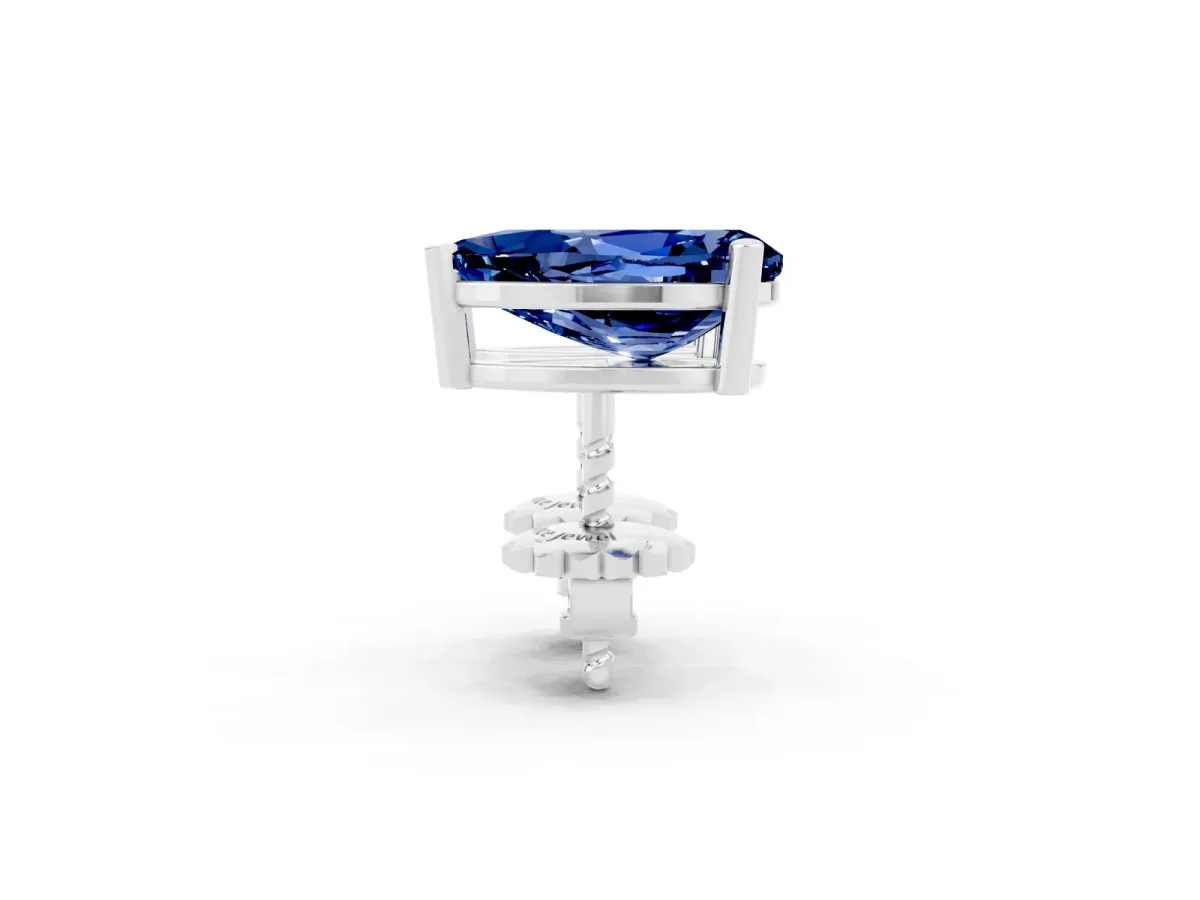 Pear Cut Blue Sapphire Stud Earrings White gold
