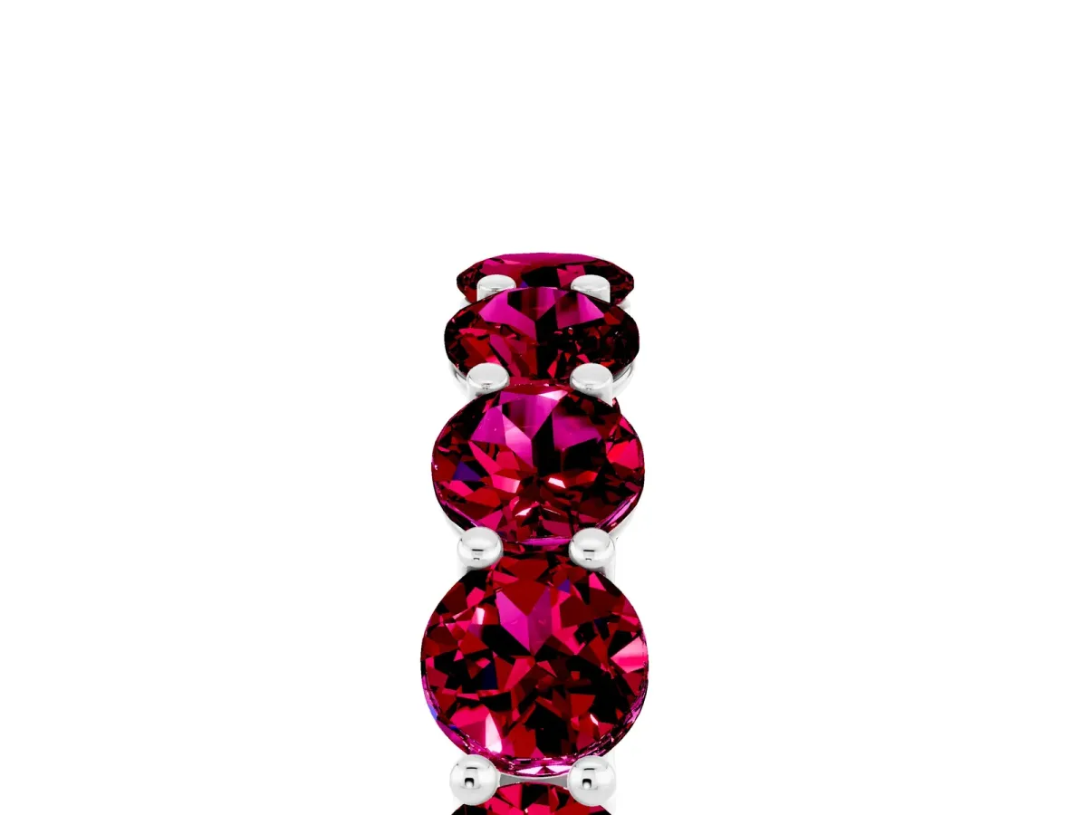 Round Garnet Shared Prong Eternity Band White gold