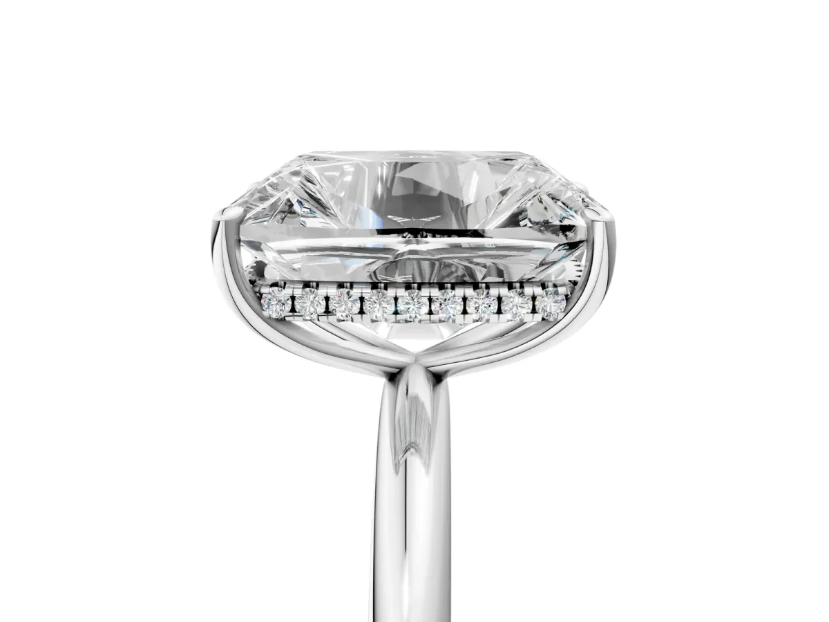Old Mine Elongated Cushion Diamond Classic Band Four Prong Solitaire Ring Silver