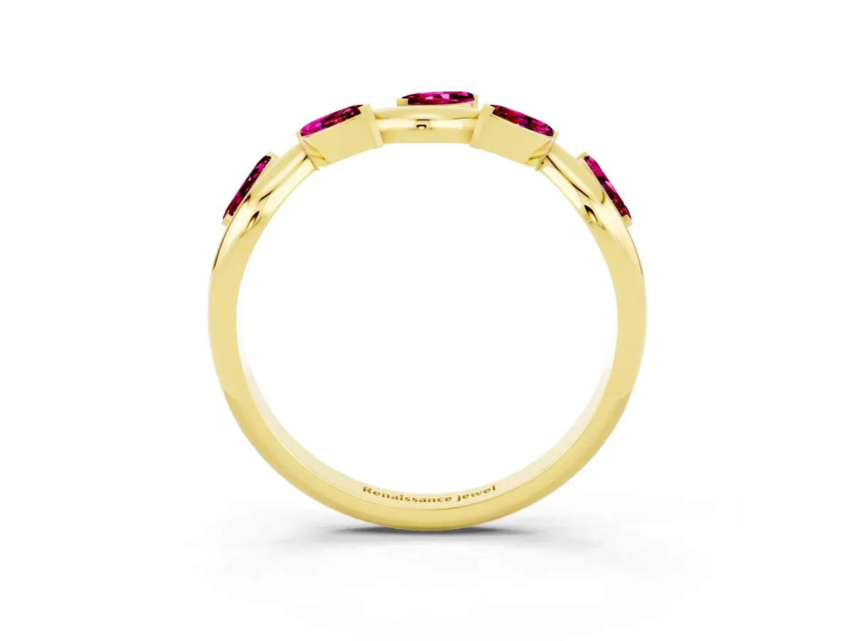 Marquise Garnet Twisted Band with Prong Setting Yellow gold