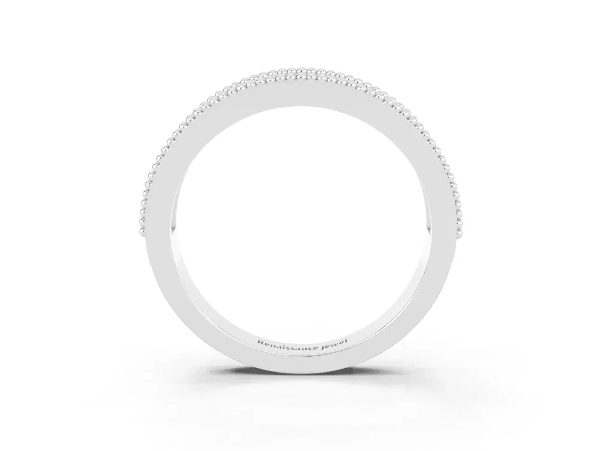 Round Emerald Twist Milgrain Band with Bezel Setting Silver