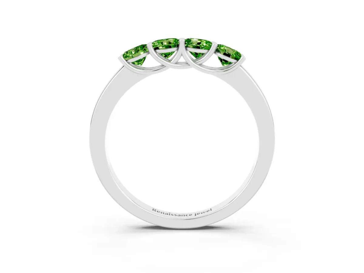 Four-Stone Round Peridot Prong-Set Band Silver
