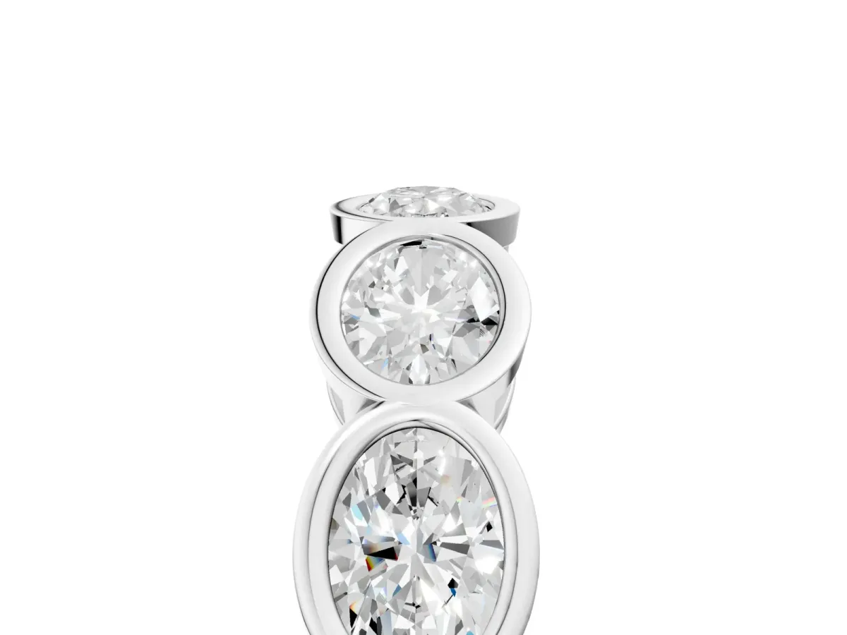 Oval Diamond Bezel Set Eternity Wedding Band Platinum