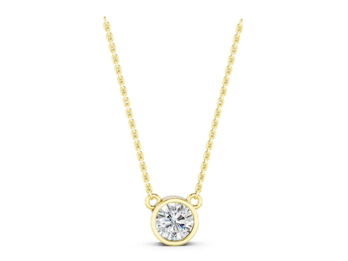 Bezel Round Solitaire Pendant Yellow gold