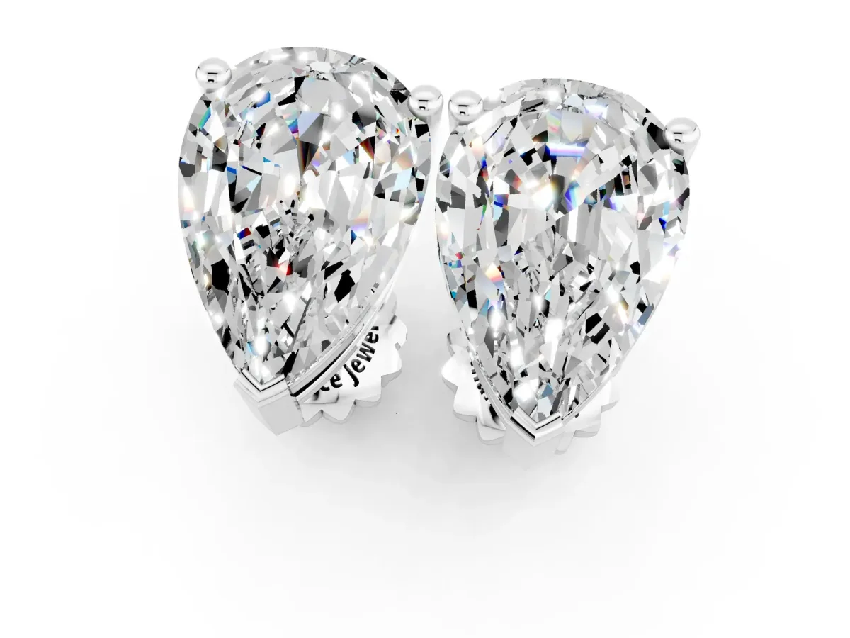 Pear Cut Moissanite Stud Earrings Silver